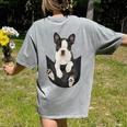 Dog Lovers Boston Terrier In Pocket Dog Face For Men Women Kids Women's Comfort Colors T-Shirt Back Print Grey