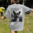 Dog Mom Dad Alien Selfie Boston Terrier UFO For Men Women Women's Comfort Colors T-Shirt Back Print Grey