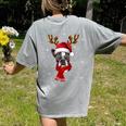 Family Matching Reindeer Xmas Boston Terrier Christmas Women's Comfort Colors T-Shirt Back Print Grey