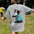 Father's Day Gift Dog Dad Boston Terrier i Love Dad Tattoo Women's Comfort Colors T-Shirt Back Print Grey