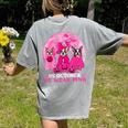 Ghost And Witch Boston Terrier Dog In October We Wear Pink Women's Comfort Colors T-Shirt Back Print Grey