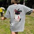 Girls I Heart Mom Love Mama Boston Terrier Dog Lover Women's Comfort Colors T-Shirt Back Print Grey