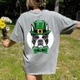 Green Boston Terrier Shamrock St Patricks Day Boston Terrier Women's Comfort Colors T-Shirt Back Print Grey