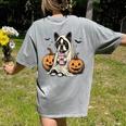 Halloween Boston Terrier Ghost Women's Comfort Colors T-Shirt Back Print Grey