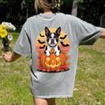 Halloween Retro Boston Terrier Women's Comfort Colors T-Shirt Back Print Grey
