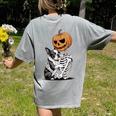 Halloween Skeleton Boston Terrier Women's Comfort Colors T-Shirt Back Print Grey
