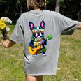 Hawaiian Boston Terrier & Pineapple Ukulele Summer Vacation Women's Comfort Colors T-Shirt Back Print Grey