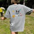 Kawaii Kids & Boys Astronaut Space Boston Terrier Dog Lover Women's Comfort Colors T-Shirt Back Print Grey