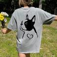 I Love My Boston Terrier Dog With Heart Women's Comfort Colors T-Shirt Back Print Grey