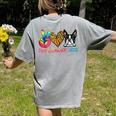 Peace Love Boston Terrier Tie Dye Dog Lover For Men Women Girls Kids Women's Comfort Colors T-Shirt Back Print Grey