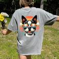 Retro Sunset Sunglasses Boston Terrier Boston Bull Bostie Women's Comfort Colors T-Shirt Back Print Grey