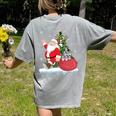 Santa Ugly Christmas Tree Lights Boston Terrier Dog Lover Women's Comfort Colors T-Shirt Back Print Grey