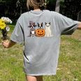 Spooky Ghost Boston Terrier Pumpkin Halloween Dog Lover Women's Comfort Colors T-Shirt Back Print Grey