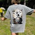 Spooky Halloween Moon Boston Terrier Boston Bull Bostie Women's Comfort Colors T-Shirt Back Print Grey