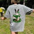 St Patrick's Day Leprechaun Boston Terrier Dog Shamrock For Men Women Kids Women's Comfort Colors T-Shirt Back Print Grey