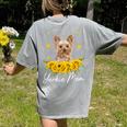 Sunflower Yorkie Mom Dog Lover Women's Comfort Colors T-Shirt Back Print Grey