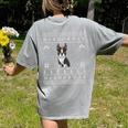Ugly Xmas Sweater Style Boston Terrier Reindeer Christmas Women's Comfort Colors T-Shirt Back Print Grey