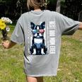 USA Flag Boston Terrier Best Dog Mom Ever 2025 Women's Comfort Colors T-Shirt Back Print Grey