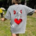 Valentine's Day Boston Terrier Dog Vector Women's Comfort Colors T-Shirt Back Print Grey