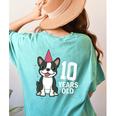 10 Years Old Birthday Boston Terrier Dog Lover 10th Party For Men Women Kids Women's Comfort Colors T-Shirt Back Print Chalky Mint