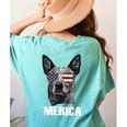 4th July Blue Heeler Dog Merica Patriotic USA Flag Cute Women's Comfort Colors T-Shirt Back Print Chalky Mint