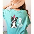 8 Years Old Birthday Boston Terrier Dog Lover 8th Party Kid Women's Comfort Colors T-Shirt Back Print Chalky Mint