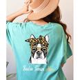 Birthday And Mother's Day -Boston Terrier Mom Women's Comfort Colors T-Shirt Back Print Chalky Mint