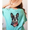 Boston Terrier American Flag Women's Comfort Colors T-Shirt Back Print Chalky Mint