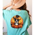 Boston Terrier Bostie Dog Breed Pet Halloween Pumpkins Women's Comfort Colors T-Shirt Back Print Chalky Mint
