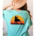 Boston Terrier Bostie Sunset Retro Dog Pet Mom Dad Women's Comfort Colors T-Shirt Back Print Chalky Mint