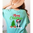 Boston Terrier Christmas Tree Lights Xmas Dog Lover Women's Comfort Colors T-Shirt Back Print Chalky Mint