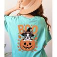 Boston Terrier Costume On Pumpkin Halloween Boston Terrier Women's Comfort Colors T-Shirt Back Print Chalky Mint