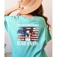 Boston Terrier Dad American Flag 4th Of July Dog Fathers Day Women's Comfort Colors T-Shirt Back Print Chalky Mint