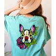 Boston Terrier In Day Of The Dead Sugar Skull Dog Women's Comfort Colors T-Shirt Back Print Chalky Mint