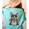 Boston Terrier Dia De Los Muertos Day Of The Dead Dog Skull For Men Women Kids Women's Comfort Colors T-Shirt Back Print Chalky Mint