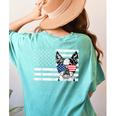 Boston Terrier Dog 4th Of July US American Flag Patriotic Women's Comfort Colors T-Shirt Back Print Chalky Mint