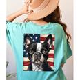 Boston Terrier Dog American Flag 4th Of July Patriotic Puppy Women's Comfort Colors T-Shirt Back Print Chalky Mint