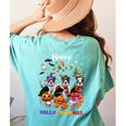 Boston Terrier Dog Christmas Happy Hallothankmas Halloween For Men Women Kids Women's Comfort Colors T-Shirt Back Print Chalky Mint
