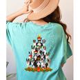 Boston Terrier Dog Christmas Tree Santa Hat Xmas Pajama Men Women Kids Women's Comfort Colors T-Shirt Back Print Chalky Mint