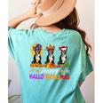 Boston Terrier Dog Halloween Christmas Hallothanksmas Men Women Kids Women's Comfort Colors T-Shirt Back Print Chalky Mint