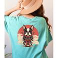 Boston Terrier Dog Japanese Style Samurai Dogs Women's Comfort Colors T-Shirt Back Print Chalky Mint