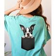 Boston Terrier Dog Puppy Dog In Pocket Cute Pet Lover Women's Comfort Colors T-Shirt Back Print Chalky Mint