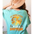 My Boston Terrier Dog Rides Shotgun Witch Halloween Men Women Women's Comfort Colors T-Shirt Back Print Chalky Mint