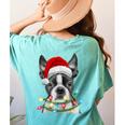Boston Terrier Dog Santa Christmas Tree Lights Xmas Women's Comfort Colors T-Shirt Back Print Chalky Mint