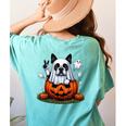 Boston Terrier Ghost Boo Halloween Kids Women's Comfort Colors T-Shirt Back Print Chalky Mint
