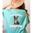 Boston Terrier Groovy World's Best Boston Mom Women's Comfort Colors T-Shirt Back Print Chalky Mint