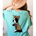 Boston Terrier Lover I Love Mom Tattoo Leopard Women's Comfort Colors T-Shirt Back Print Chalky Mint