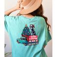 Boston Terrier Merry Christmas Tree Truck Santa Dog X-Mas Women's Comfort Colors T-Shirt Back Print Chalky Mint