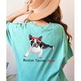 Boston Terrier Mom Bandana Boston Terrier Dog Women's Comfort Colors T-Shirt Back Print Chalky Mint