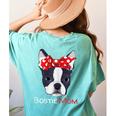 Boston Terrier Mom Bostie Women Girls Women's Comfort Colors T-Shirt Back Print Chalky Mint